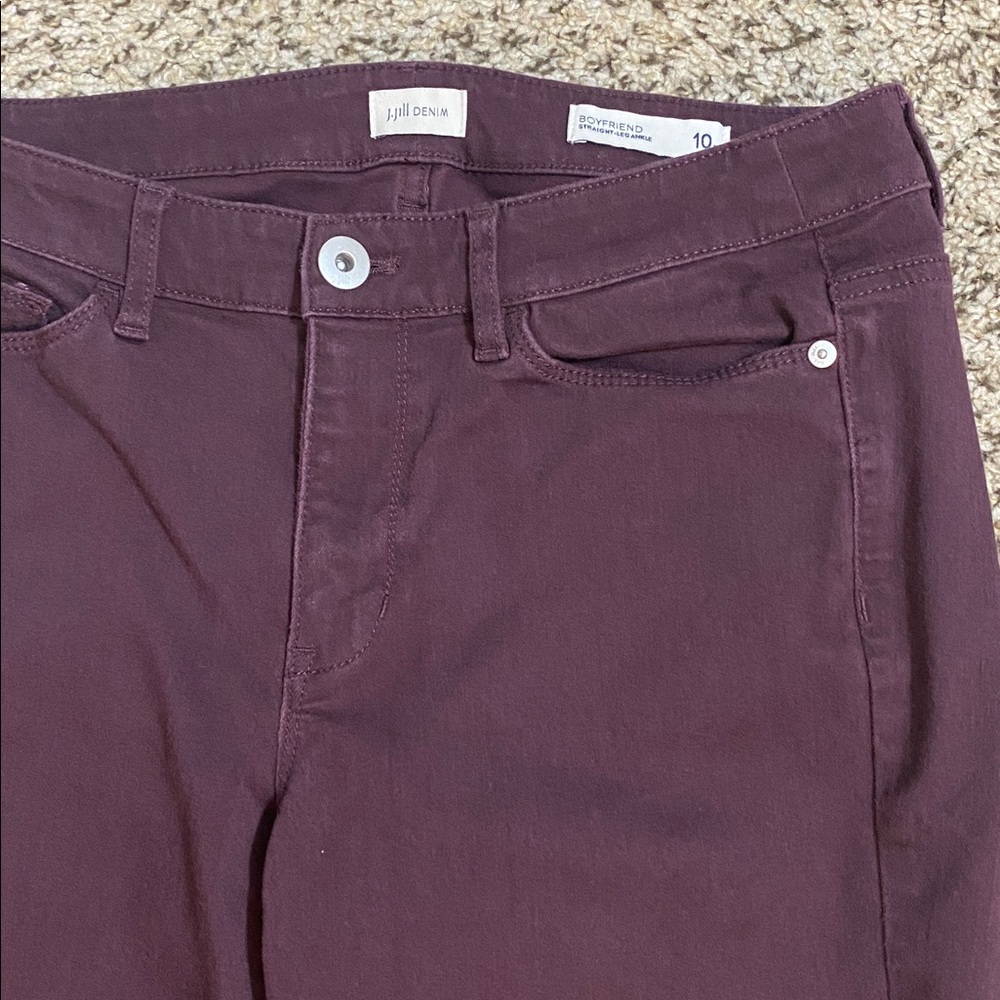 J. Jill plum purple boyfriend straight leg ankle denim - last pic to show fit - Picture 3 of 8